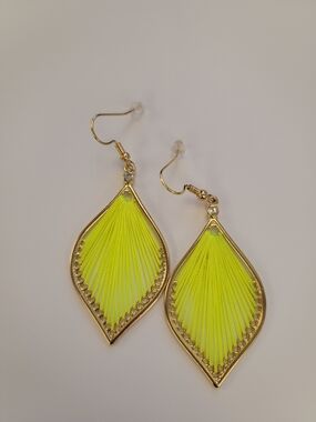 Neon Yellow Thread Drop Earrings